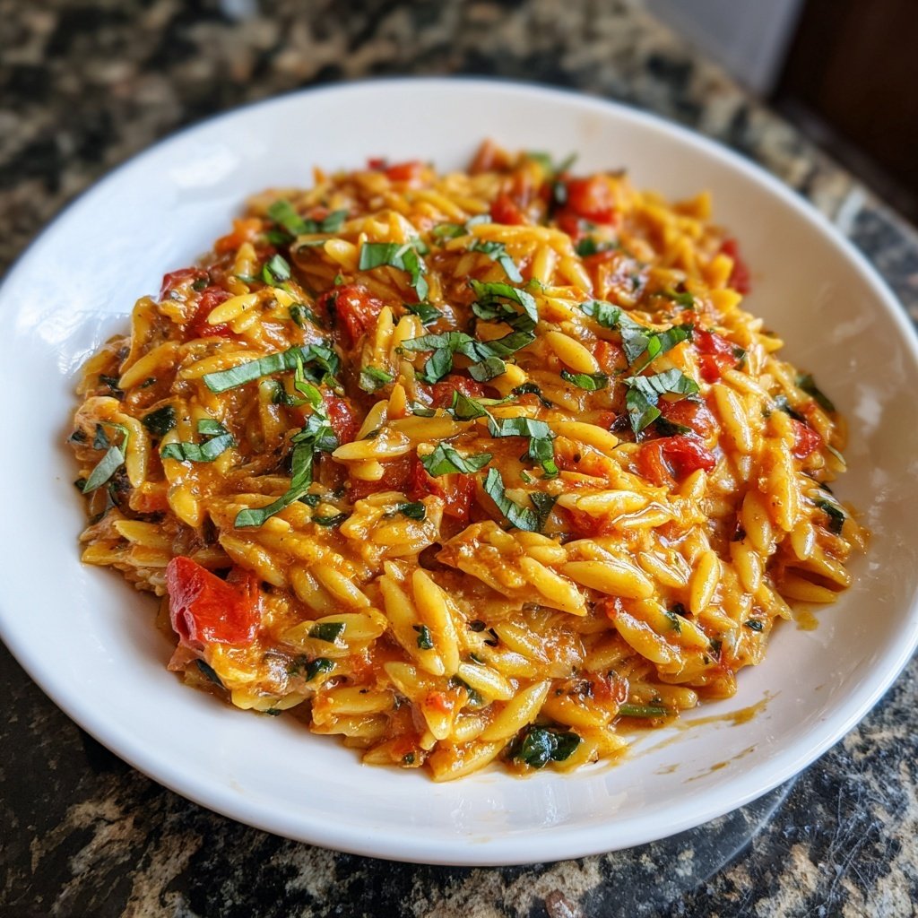 Creamy Tomato Veggie Orzo