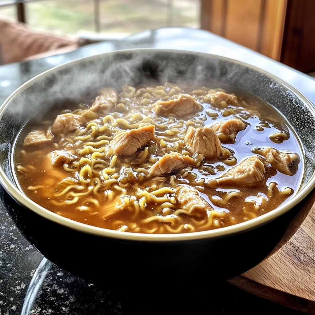 Set-It-and-Forget-It Slow Cooker Chicken Ramen-Inspired Soup