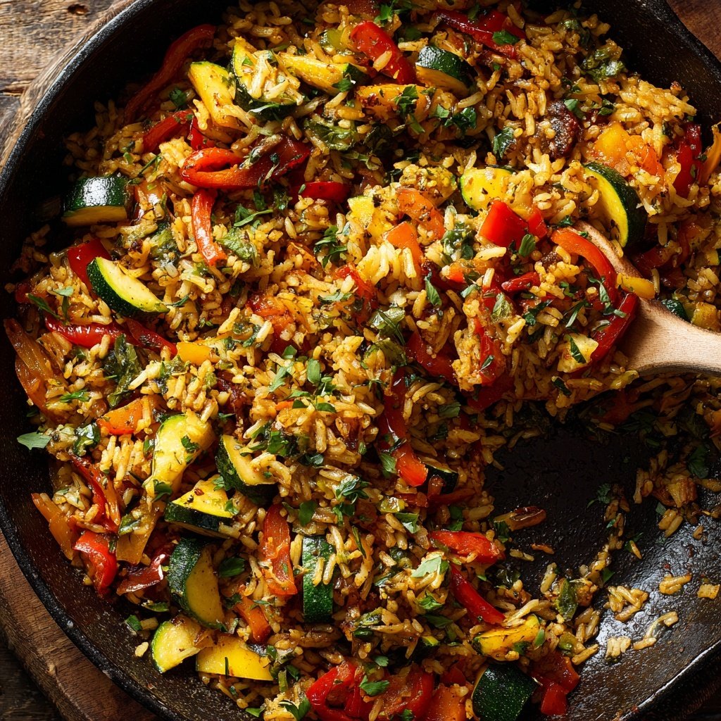 Herb Roasted Veggie Rice Skillet