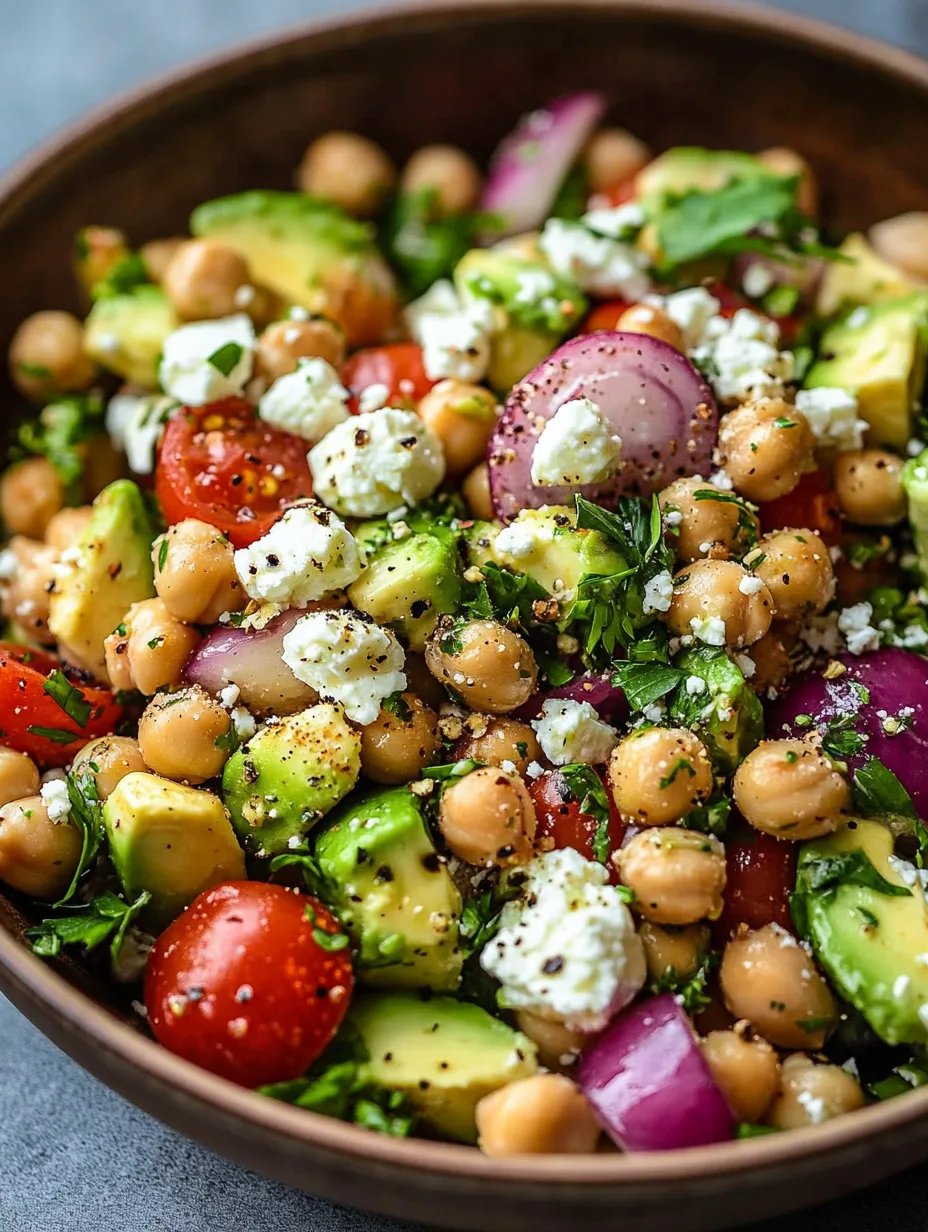 Chickpea Feta Avocado Salad