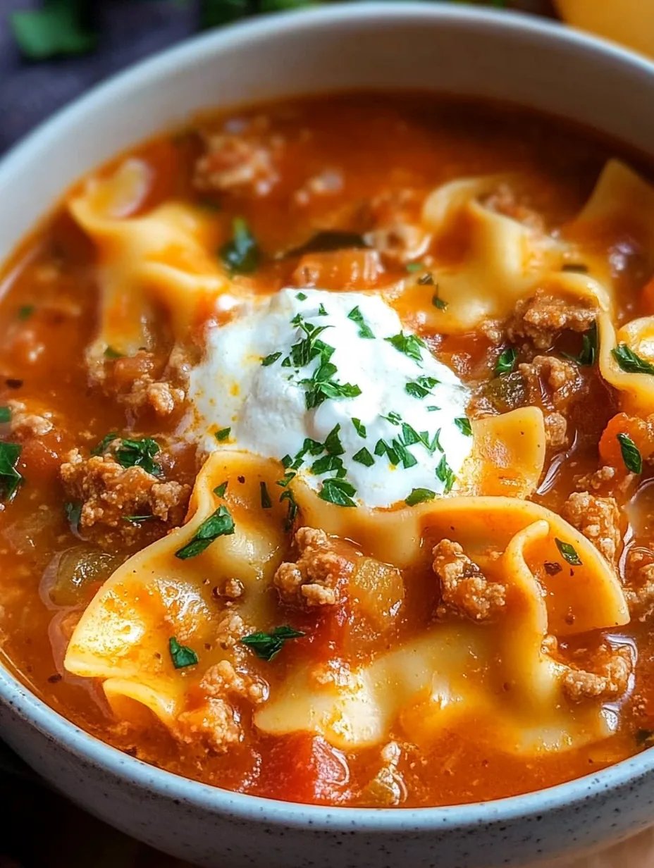 Homemade Lasagna Soup with Bow Tie Pasta