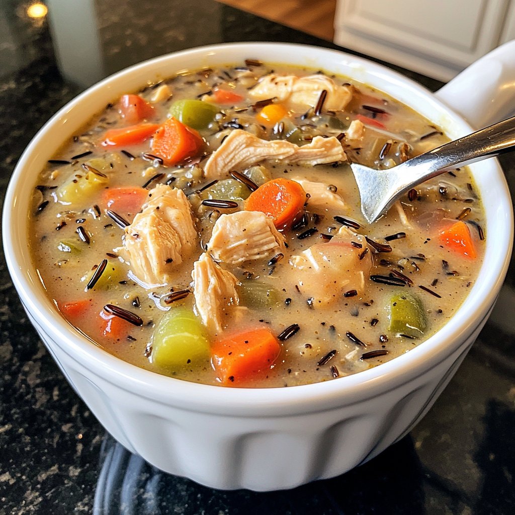 Healthy Crockpot Chicken and Wild Rice Soup