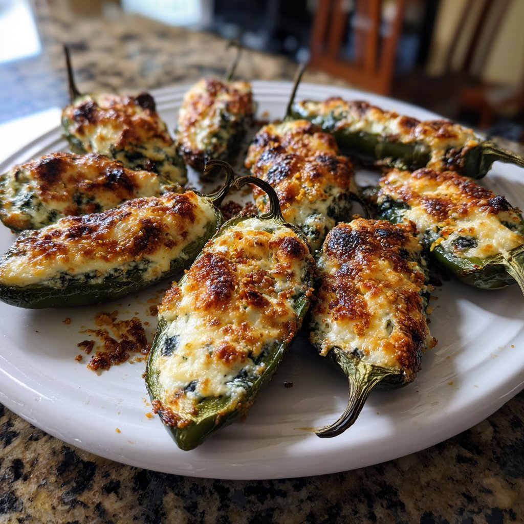Jalapeno Poppers with Spinach Feta Filling