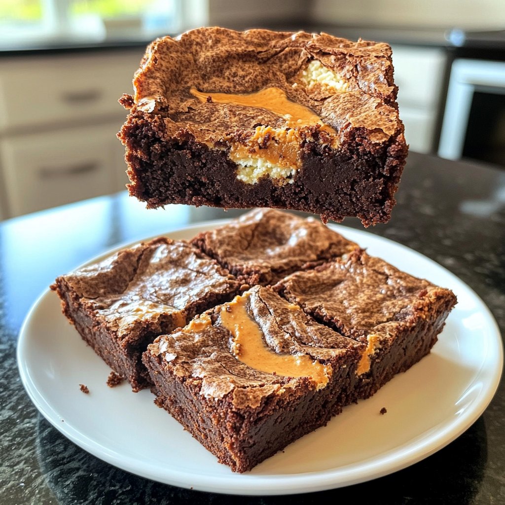 Cottage Cheese Brownies with Peanut Butter Swirl