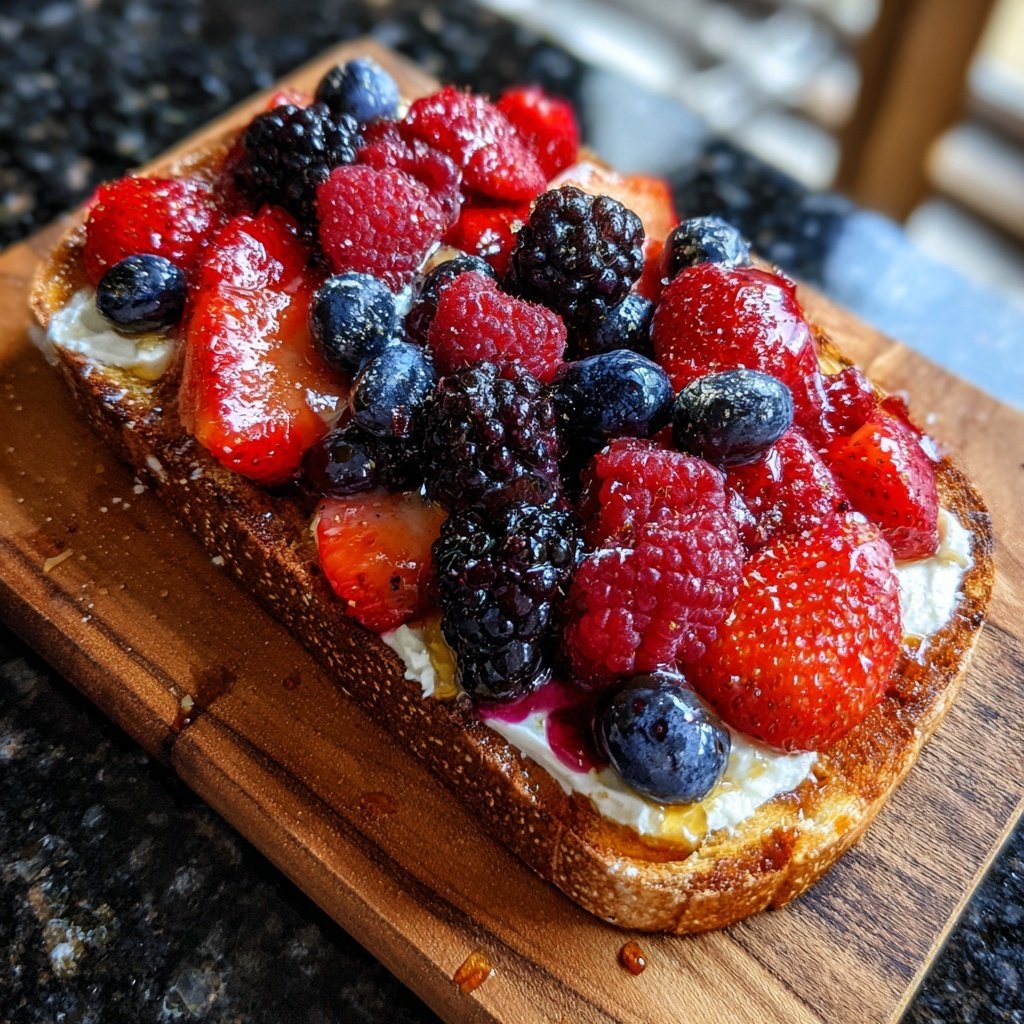 Valentines Breakfast Berry Ricotta Toast