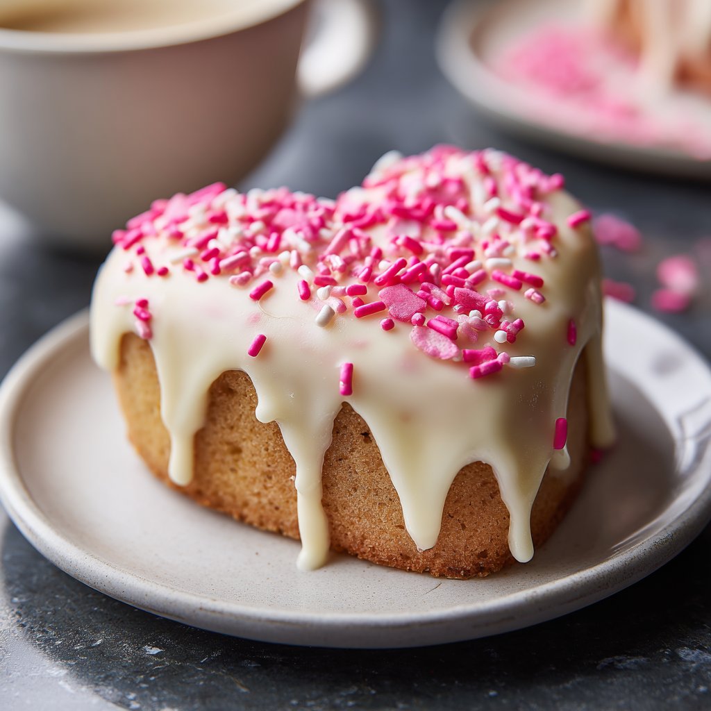 Mini Heart Cake with Vanilla Bean Frosting