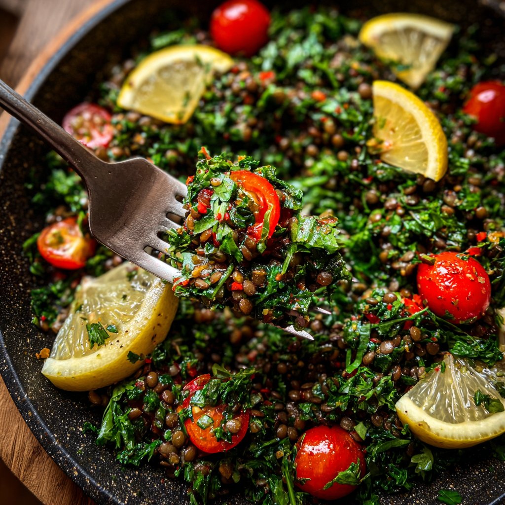 Healthy Lunch Lentil Salad with Lemon