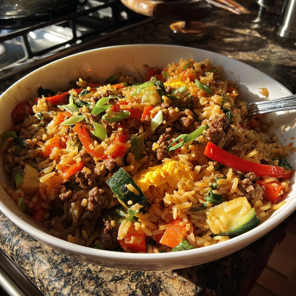 Quick Ground Beef Stir Fry With Rice