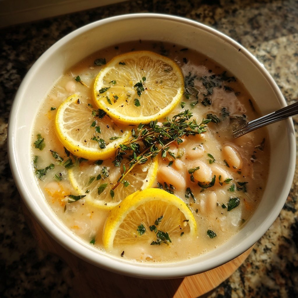 Creamy Lemon White Bean Soup Bowl