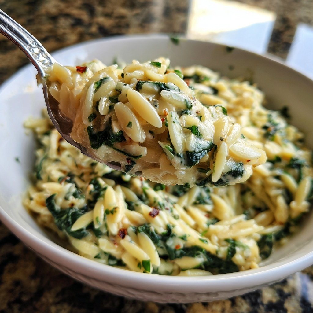 Creamy Spinach Parmesan Orzo