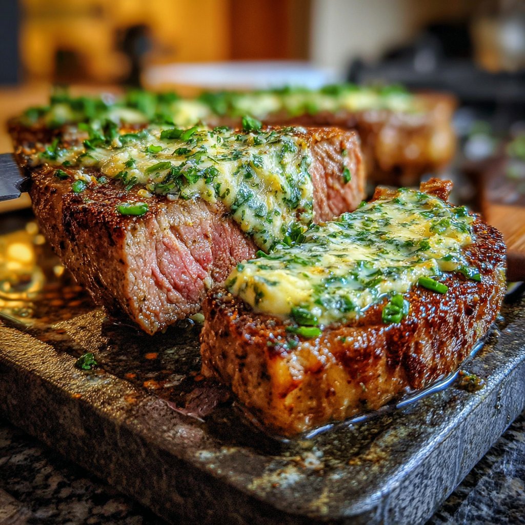 Steak with Garlic Herb Compound Butter
